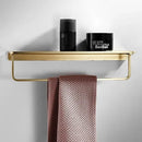 GobekUsa Brushed Gold Bathroom Hardware Set: Towel Rack, Corner Shelf, Paper Holder, Hook, Toilet Brush Holder