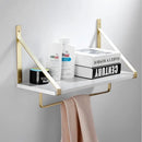 GobekUsa Brushed Gold Bathroom Hardware Set: Towel Rack, Corner Shelf, Paper Holder, Hook, Toilet Brush Holder