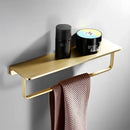 GobekUsa Brushed Gold Bathroom Hardware Set: Towel Rack, Corner Shelf, Paper Holder, Hook, Toilet Brush Holder