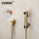 GobekUsa Brushed Gold Bidet Faucet Hand Spray Wall Mounted Dual Water Way Mixer