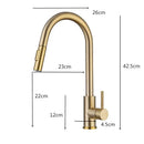 GobekUsa Brushed Gold Pull Out Kitchen Faucet - SUS 304 Stainless Steel