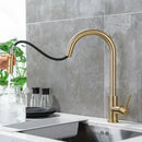 GobekUsa Brushed Gold Pull Out Kitchen Faucet - SUS 304 Stainless Steel