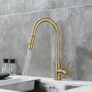 GobekUsa Brushed Gold Pull Out Kitchen Faucet - SUS 304 Stainless Steel