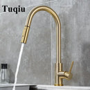 GobekUsa Brushed Gold Pull Out Kitchen Faucet - SUS 304 Stainless Steel