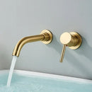GobekUsa Brushed Gold/Black Wall Mounted Bathroom Basin Faucet - Hot/Cold Water Mixer