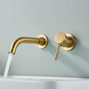 GobekUsa Brushed Gold/Black Wall Mounted Bathroom Basin Faucet - Hot/Cold Water Mixer