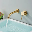 GobekUsa Brushed Gold/Black Wall Mounted Bathroom Basin Faucet - Hot/Cold Water Mixer