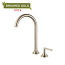 GobekUsa Brass Basin Faucet Brushed Gold Double Bracket Two Holes Hot Cold Mixer