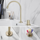 GobekUsa Brass Basin Faucet Brushed Gold Double Bracket Two Holes Hot Cold Mixer