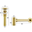 GobekUsa Brass Basin Wast Drain P-trap for Bathroom Sink - Black/Brushed Gold/Chrome