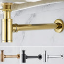 GobekUsa Brass Basin Wast Drain P-trap for Bathroom Sink - Black/Brushed Gold/Chrome