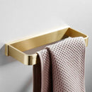 GobekUsa Brass Bath Hardware Set: Shelf, Towel Rack, Paper & Toilet Brush Holder in Brushed Gold