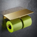 GobekUsa Brass Bath Hardware Set: Shelf, Towel Rack, Paper & Toilet Brush Holder in Brushed Gold