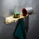 GobekUsa Brass Bath Hardware Set: Shelf, Towel Rack, Paper & Toilet Brush Holder in Brushed Gold