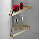 GobekUsa Brass Bath Hardware Set: Shelf, Towel Rack, Paper & Toilet Brush Holder in Brushed Gold