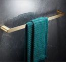 GobekUsa Brass Bath Hardware Set: Shelf, Towel Rack, Paper & Toilet Brush Holder in Brushed Gold