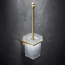 GobekUsa Brass Bath Hardware Set: Shelf, Towel Rack, Paper & Toilet Brush Holder in Brushed Gold