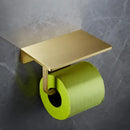 GobekUsa Brass Bath Hardware Set: Shelf, Towel Rack, Paper & Toilet Brush Holder in Brushed Gold