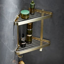 GobekUsa Brass Bath Hardware Set: Shelf, Towel Rack, Paper & Toilet Brush Holder in Brushed Gold