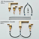 GobekUsa Brushed Gold Black Dual Handle Waterfall Bathroom Sink Faucet, Deck Mounted