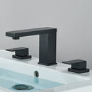 GobekUsa Brushed Gold Black Dual Handle Waterfall Bathroom Sink Faucet, Deck Mounted