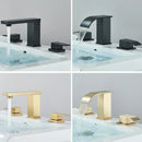 GobekUsa Brushed Gold Black Dual Handle Waterfall Bathroom Sink Faucet, Deck Mounted