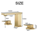 GobekUsa Brushed Gold Black Dual Handle Waterfall Bathroom Sink Faucet, Deck Mounted
