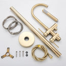 GobekUsa Brushed Gold Freestanding Bathtub Shower Mixer with Handshower
