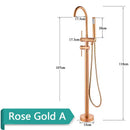 GobekUsa Brushed Gold Freestanding Bathtub Shower Mixer with Handshower