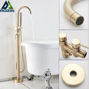 GobekUsa Brushed Gold Freestanding Bathtub Shower Mixer with Handshower