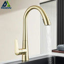 GobekUsa Brushed Gold Gourmet Kitchen Faucet with Flexible Pull Out Mixer Tap