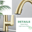 GobekUsa Brushed Gold Gourmet Kitchen Faucet with Flexible Pull Out Mixer Tap