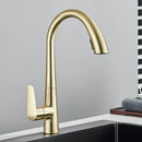 GobekUsa Brushed Gold Gourmet Kitchen Faucet with Flexible Pull Out Mixer Tap