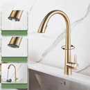 GobekUsa Brushed Gold Kitchen Sink Faucet with Pull Out Spring Spout