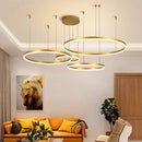 GobekUsa Brushed Gold LED Chandelier Rings Ceiling Mounted Lighting
