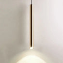 Modern brushed gold led pendant light dining room cylindrical lamp by Decorbites