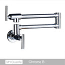 GobekUsa Brushed Gold Brass Pot Filler Faucet with Folding Spout - Wall Mounted Kitchen Tap