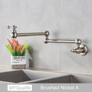 GobekUsa Brushed Gold Brass Pot Filler Faucet with Folding Spout - Wall Mounted Kitchen Tap