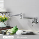 GobekUsa Brushed Gold Brass Pot Filler Faucet with Folding Spout - Wall Mounted Kitchen Tap