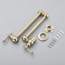 GobekUsa Brushed Gold Brass Pot Filler Faucet with Folding Spout - Wall Mounted Kitchen Tap