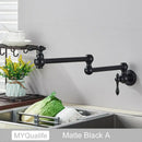 GobekUsa Brushed Gold Brass Pot Filler Faucet with Folding Spout - Wall Mounted Kitchen Tap