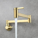 GobekUsa Brushed Gold Brass Wall Mounted Pot Filler Faucet with Rotating Foldable Spout