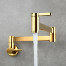 GobekUsa Brushed Gold Brass Wall Mounted Pot Filler Faucet with Rotating Foldable Spout