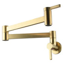 GobekUsa Brushed Gold Brass Wall Mounted Pot Filler Faucet with Rotating Foldable Spout