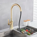 GobekUsa Brushed Gold Pull Out Kitchen Faucet with 2 Function Head and Spring Design