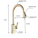 GobekUsa Brushed Gold Pull Out Kitchen Faucet with 2 Function Head and Spring Design
