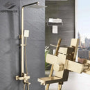 GobekUsa Brushed Gold Rain Shower Bath Faucet Wall Mounted - Shower Set Mixer