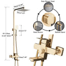 GobekUsa Brushed Gold Rain Shower Bath Faucet Wall Mounted - Shower Set Mixer