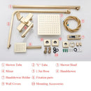 GobekUsa Brushed Gold Rain Shower Bath Faucet Wall Mounted - Shower Set Mixer