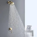 GobekUsa Brushed Gold Round Rainfall Shower Faucet Set, Wall Mounted Shower Mixer